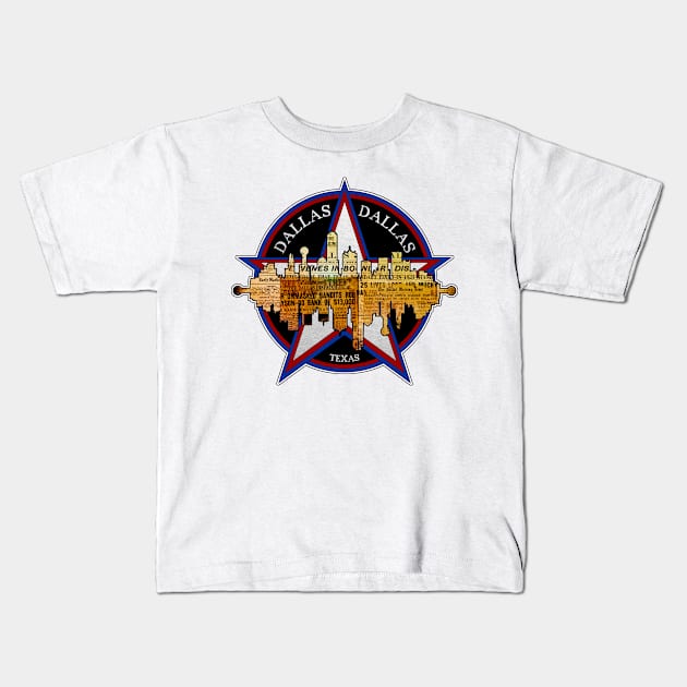 Dallas Texas Kids T-Shirt by crunchysqueak